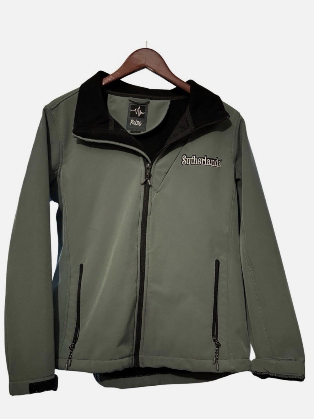 Men’s Sutherland Green Jacket Size L With Fleece Lining And Side Pockets